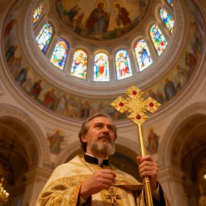 S04ee7071b5ee4319b49314290709b8d2H.webp Eastern Orthodox Metal Cross Scepter Religious Ceremony